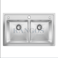 CHẬU RỬA BÁT HANDMADE 2 HỐ CÂN CÓ GIẬT CẤP RGS-8648C-GC