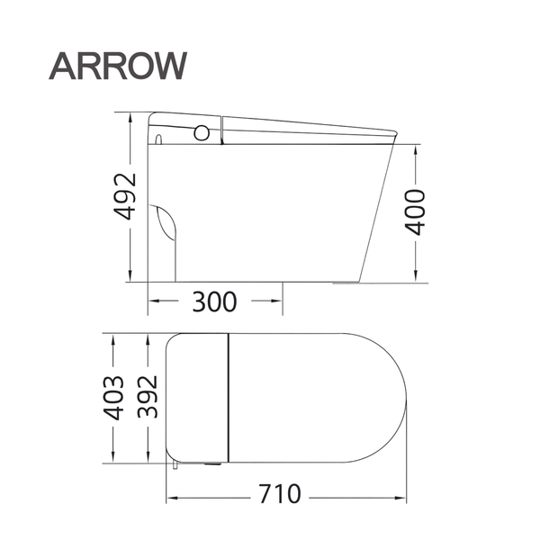 Ảnh bản vẽ kỹ thuật bồn cầu thông minh Arrow AKB1315-AM